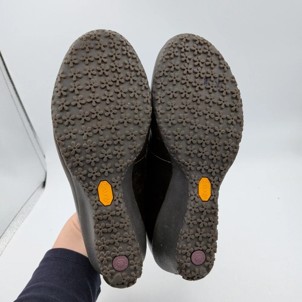 Merrell Tulip Espresso Brown Leather Wool Wedge Slip On Shoes Vibram Womens‎ 7